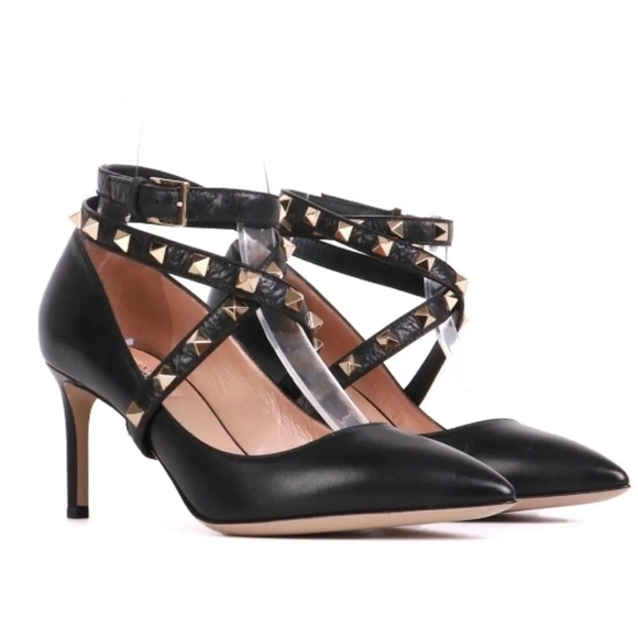 Valentino Garavani Rockstud Studwrap Heel Pumps in Black, Size 38 - Picture 11 of 11
